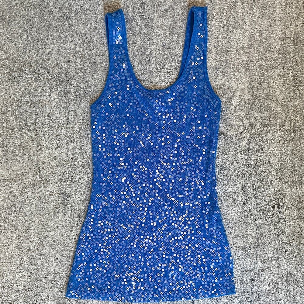 Express Blue Sequin Y2K Tank Top XS-S